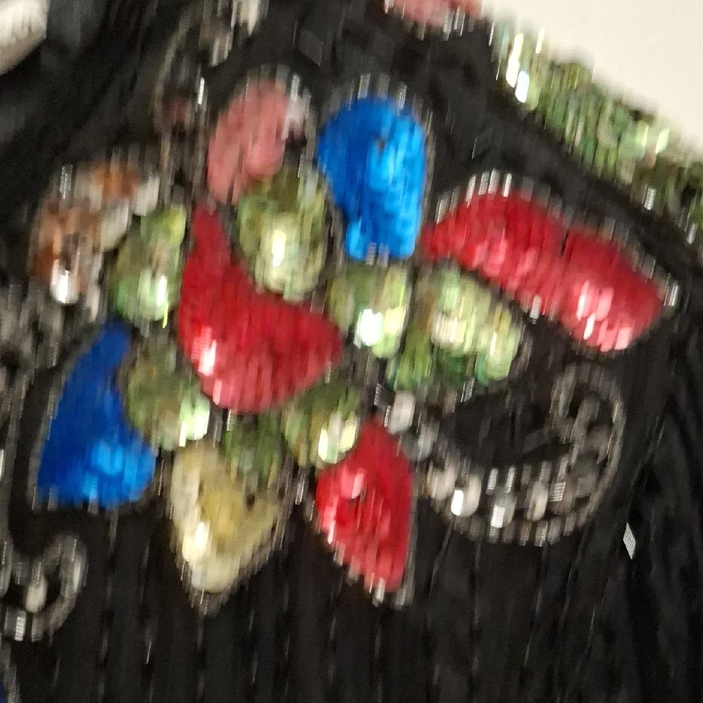 Black Embellished Floral Sequin Cardigan - Picture 7 of 15